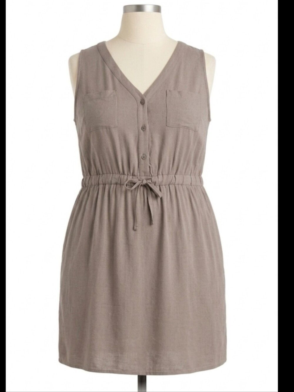 Maurices V-Nevk Sleeveless Utility Taupe  Dress New